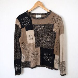 Vintage Christopher & Banks Embroidered Sweater Medium Ramie Cotton Cottagecore